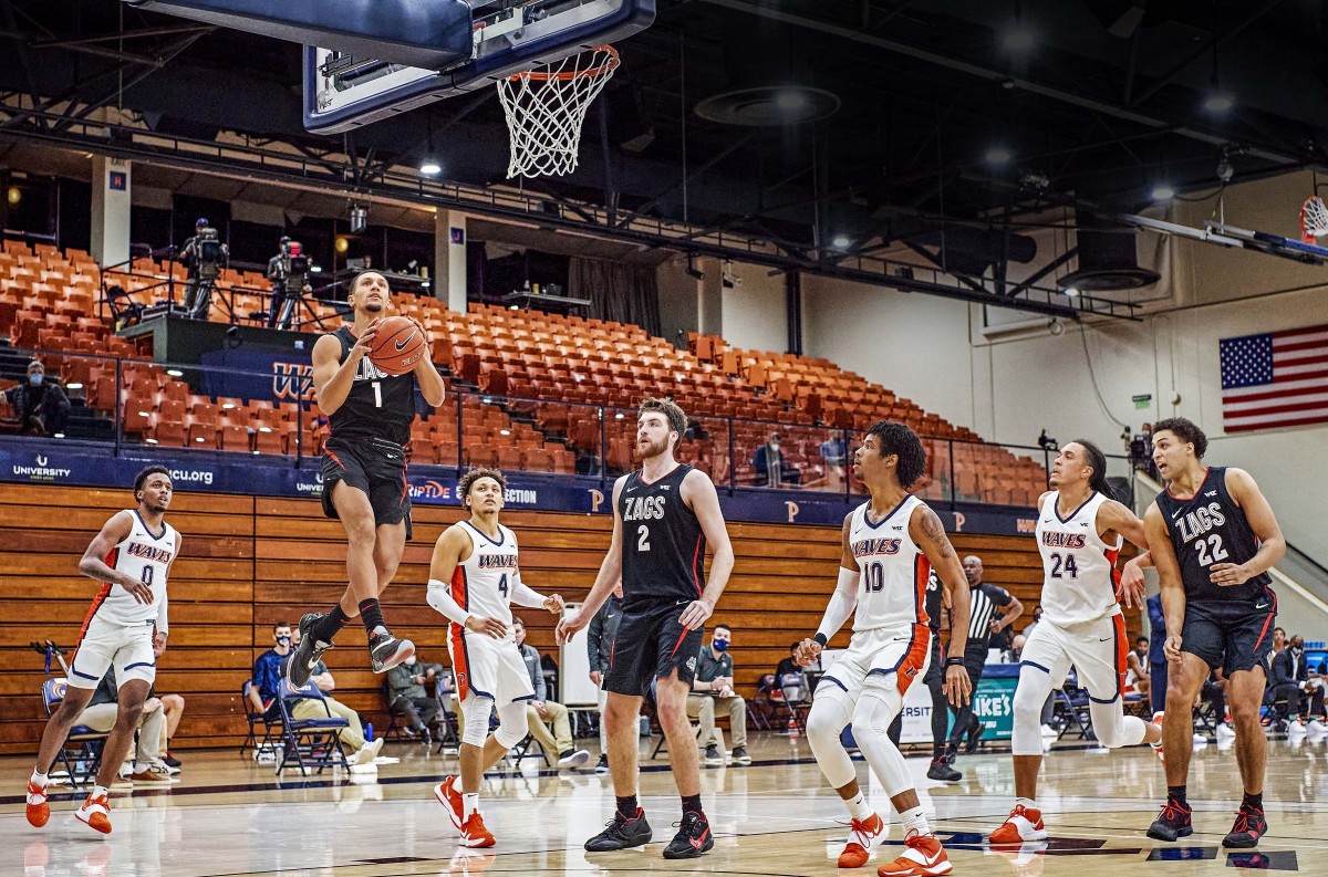 Suggs (1), who is projected to be picked near the top of the 2021 NBA draft, represents a new level of recruit for Gonzaga. So far this season, he's averaging 14.4 points, 5.5 rebounds and 4.4 assists per game.